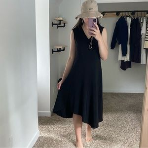 DKNY Black Asymmetrical V Neck dress